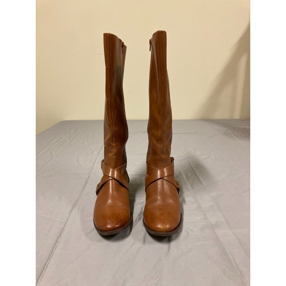Nine West Blogger Leather Knee-High Riding Boots Women's Brown Side-Zip - 8M - Picture 2 of 10
